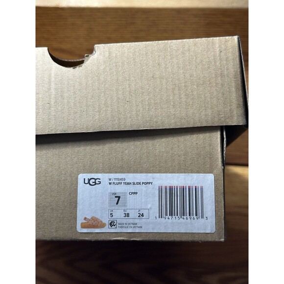 NIB UGG Fluff Yeah Slide Poppy - California Orange Poppy - US 7 W/ Box - Picture 6 of 7